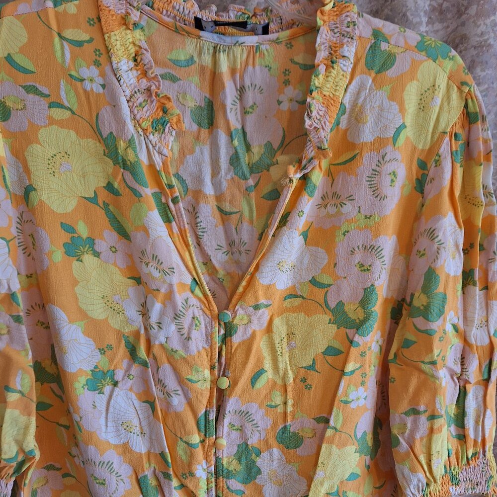 Yellow/green floral Sanctuary blouse size Large - Picture 4 of 8